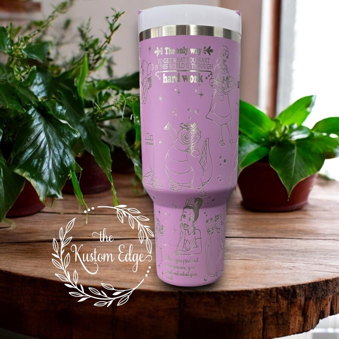 Princess and the Frog Laser Engraved Stainless Steel Tumbler image 1