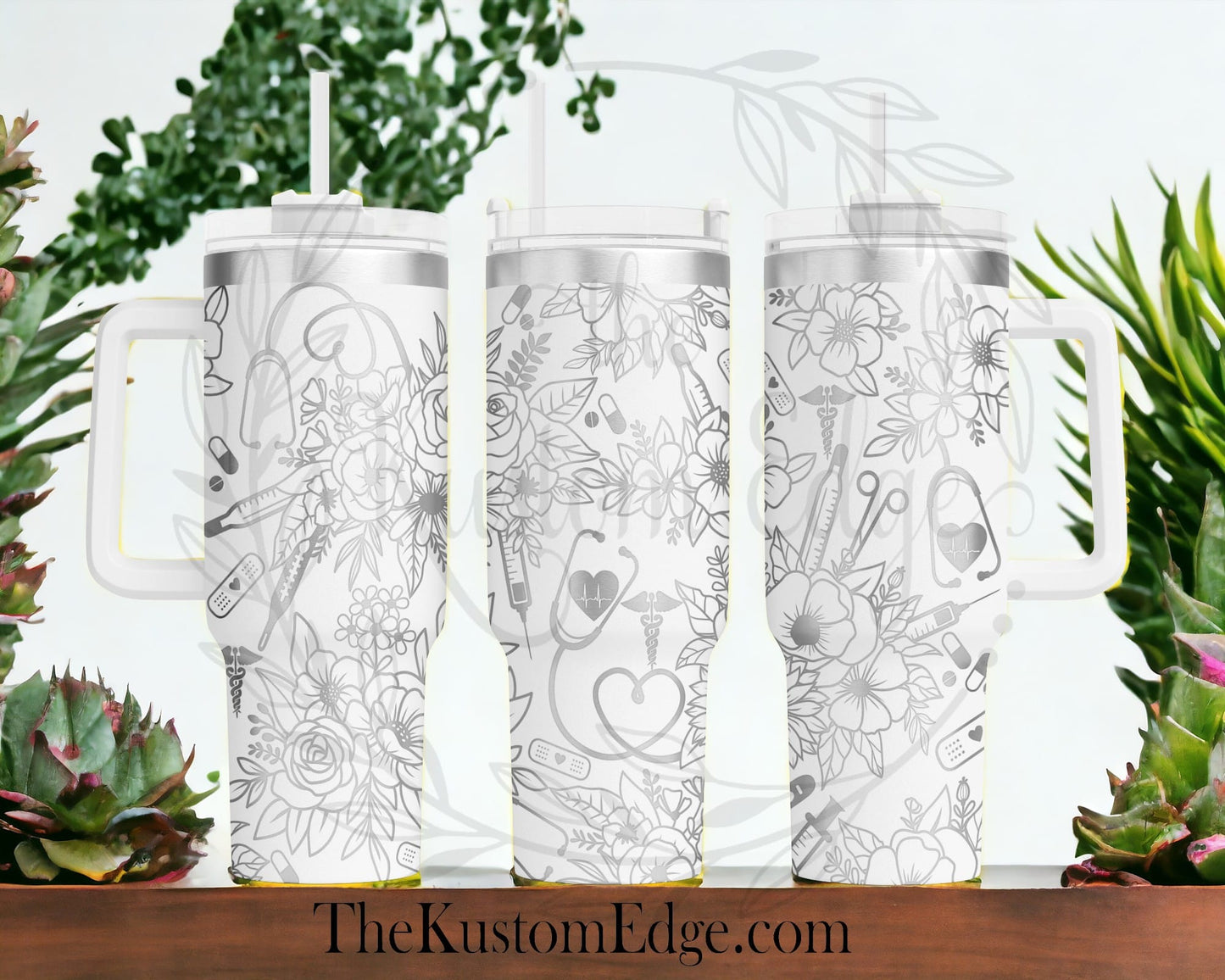 Nurse Flower Laser Engraved Tumbler image 3