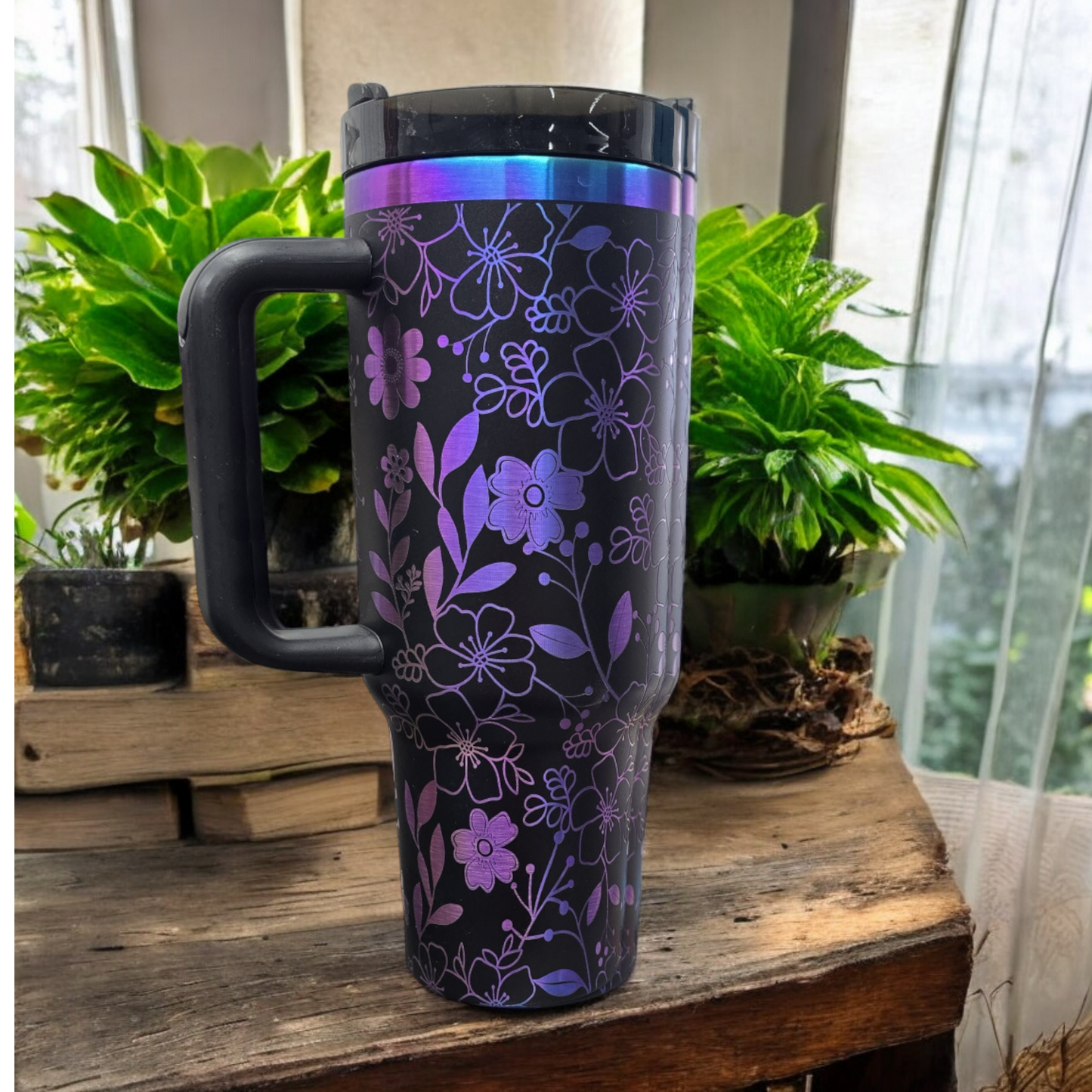 Flower Blossom Laser Engraved Stainless Steel Tumbler image 3