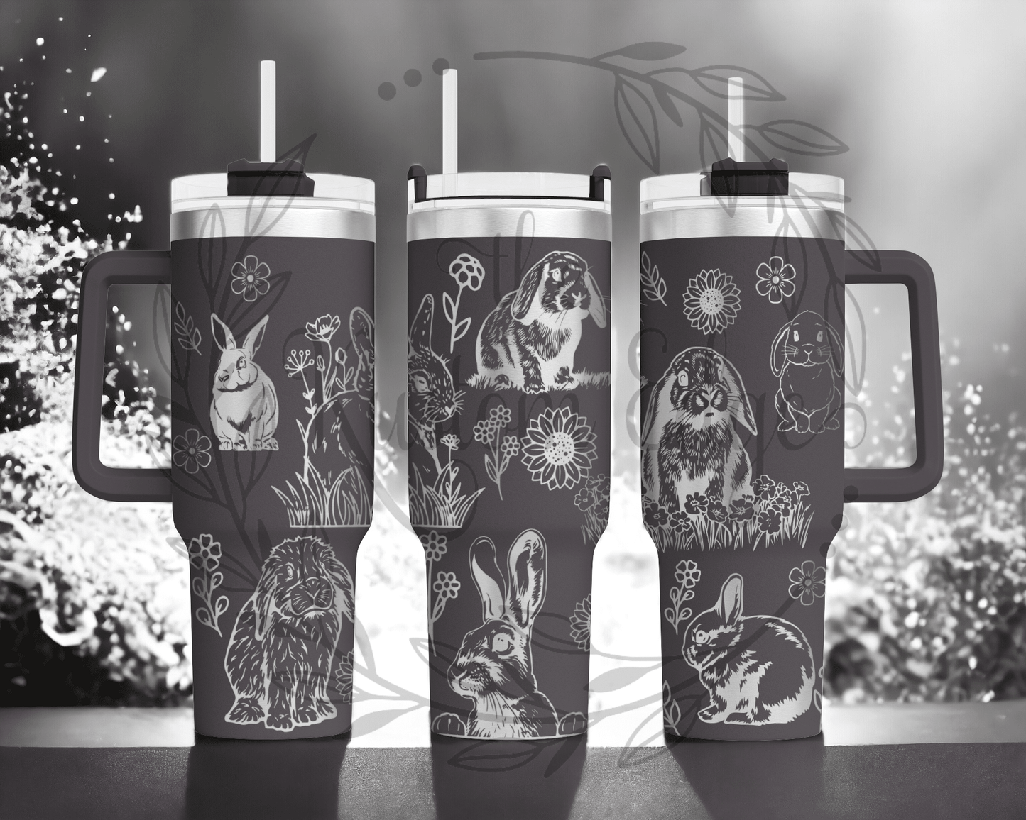 Bunny Laser Engraved Stainless Steel Tumbler image 0
