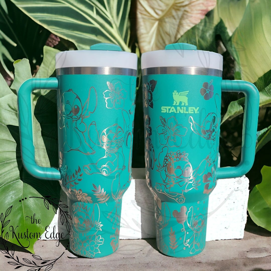 Stitch Laser Engraved Custom Tumbler image 1