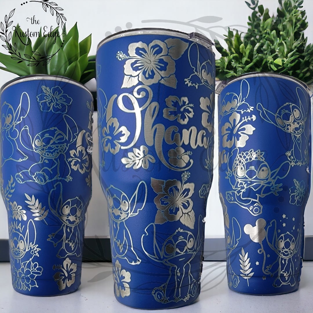 Stitch Laser Engraved Custom Tumbler image 0
