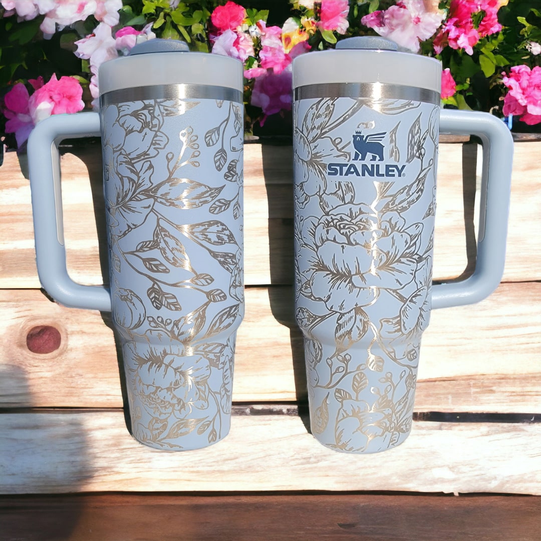 Peony Flower Laser Engraved Tumbler image 2