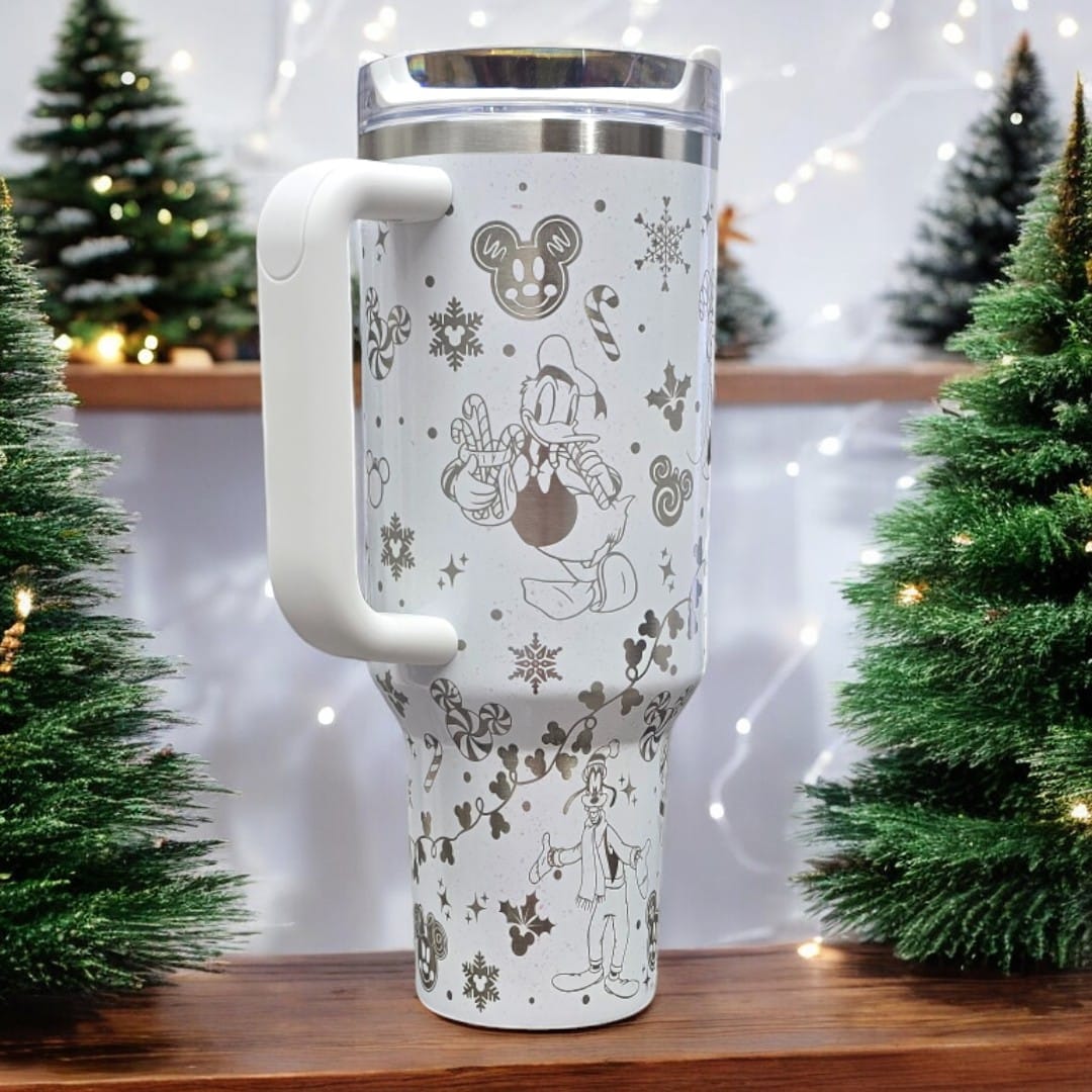 Disney Christmas Laser Engraved Stainless Steel Tumbler image 1