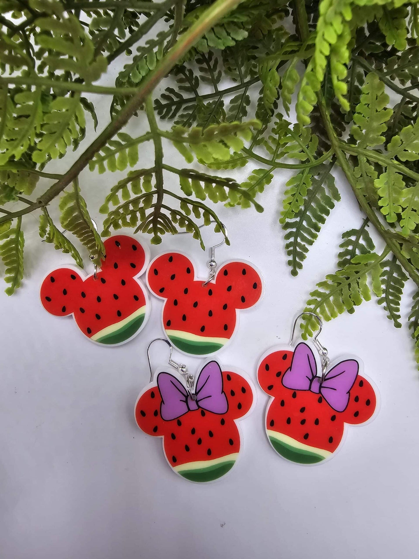 Mickey or Minnie Watermelon Dangle Earrings image 3