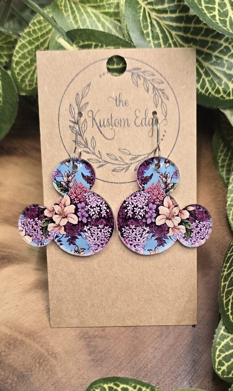 Hibiscus Flowers Mouse Dangle Earrings image 0