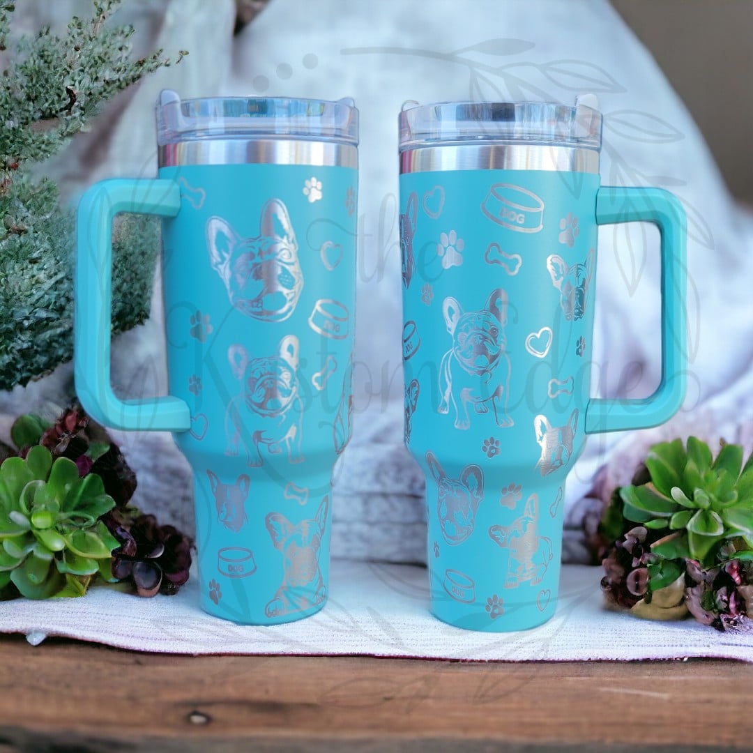 Frenchie Lover Laser Engraved Stainless Steel Tumbler image 0