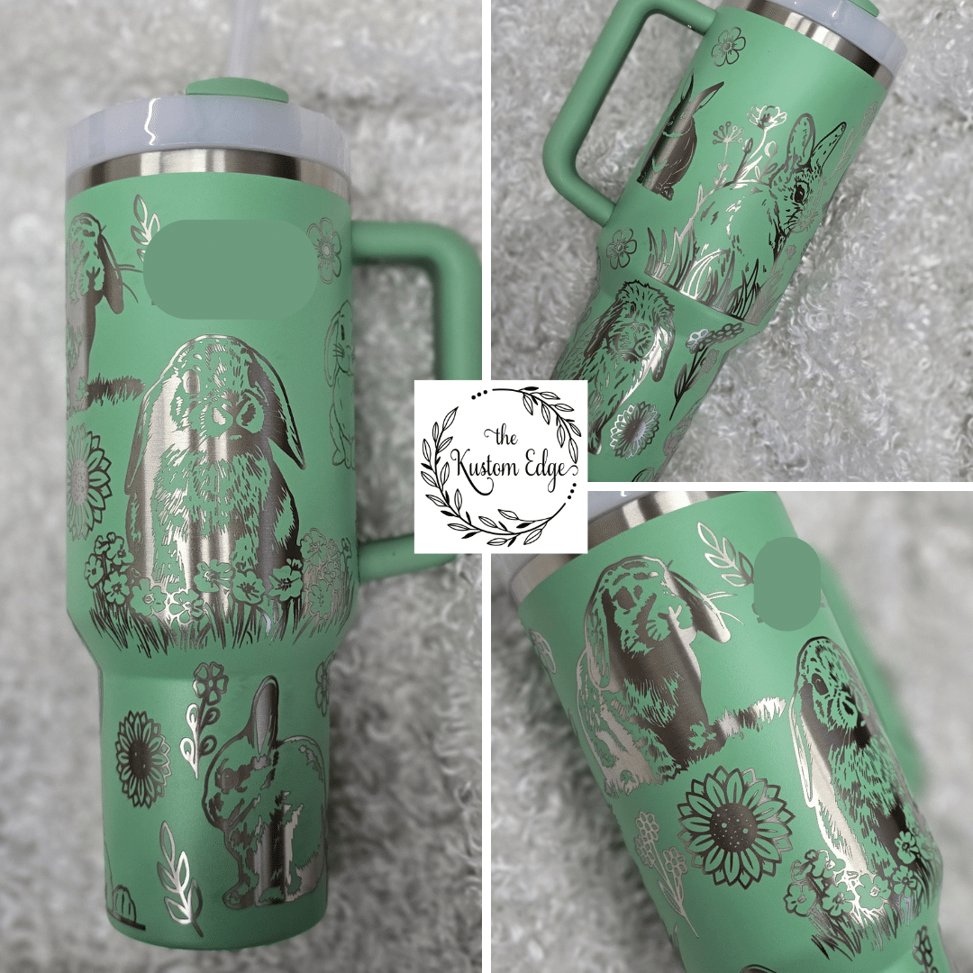 Bunny Laser Engraved Stainless Steel Tumbler image 1