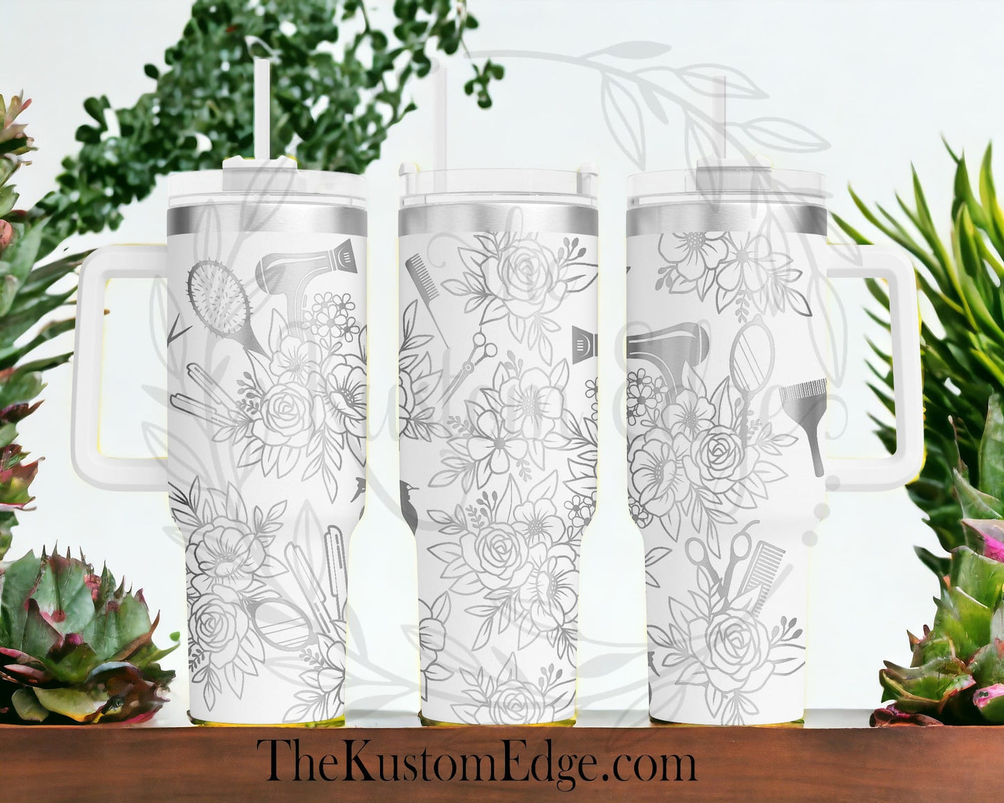 Hair Stylist Flower Laser Engraved Tumbler image 0