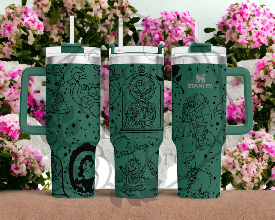 Beauty and the Beast Laser Engraved Tumbler image 1