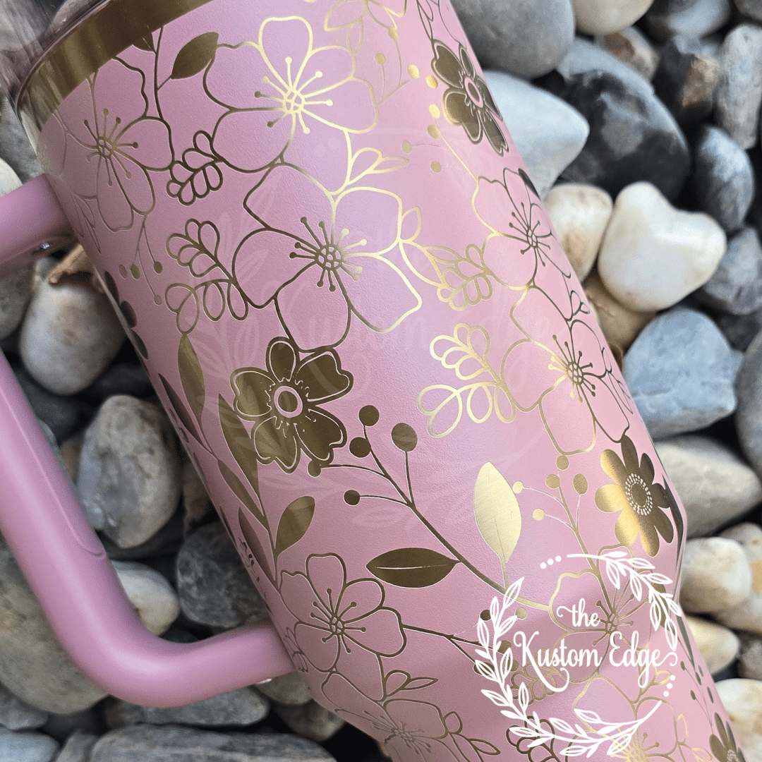 Flower Blossom Laser Engraved Stainless Steel Tumbler image 4
