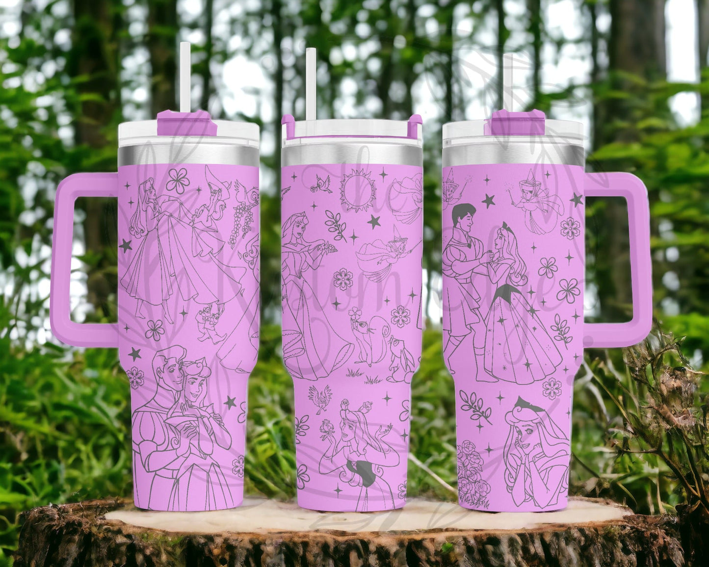 Sleeping Beauty Laser Engraved Stainless Steel Tumbler image 1