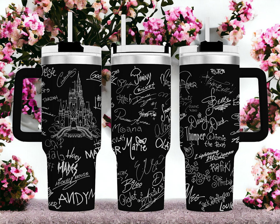 Disney Character Signatures Laser Engraved Tumbler image 1