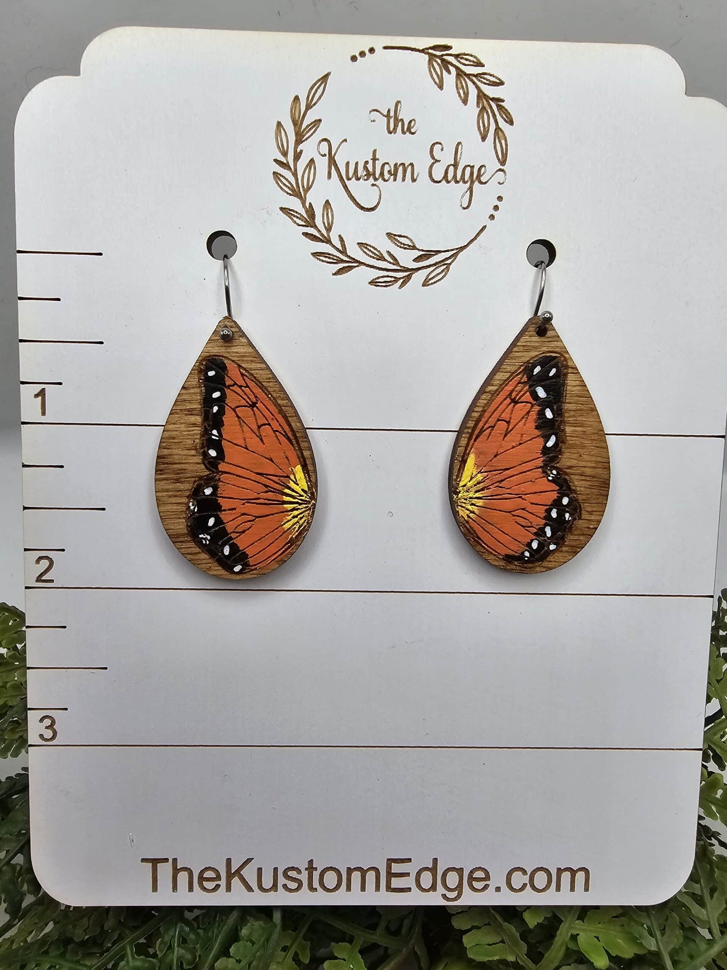 Hand Painted Butterfly Wooden Earrings image 2