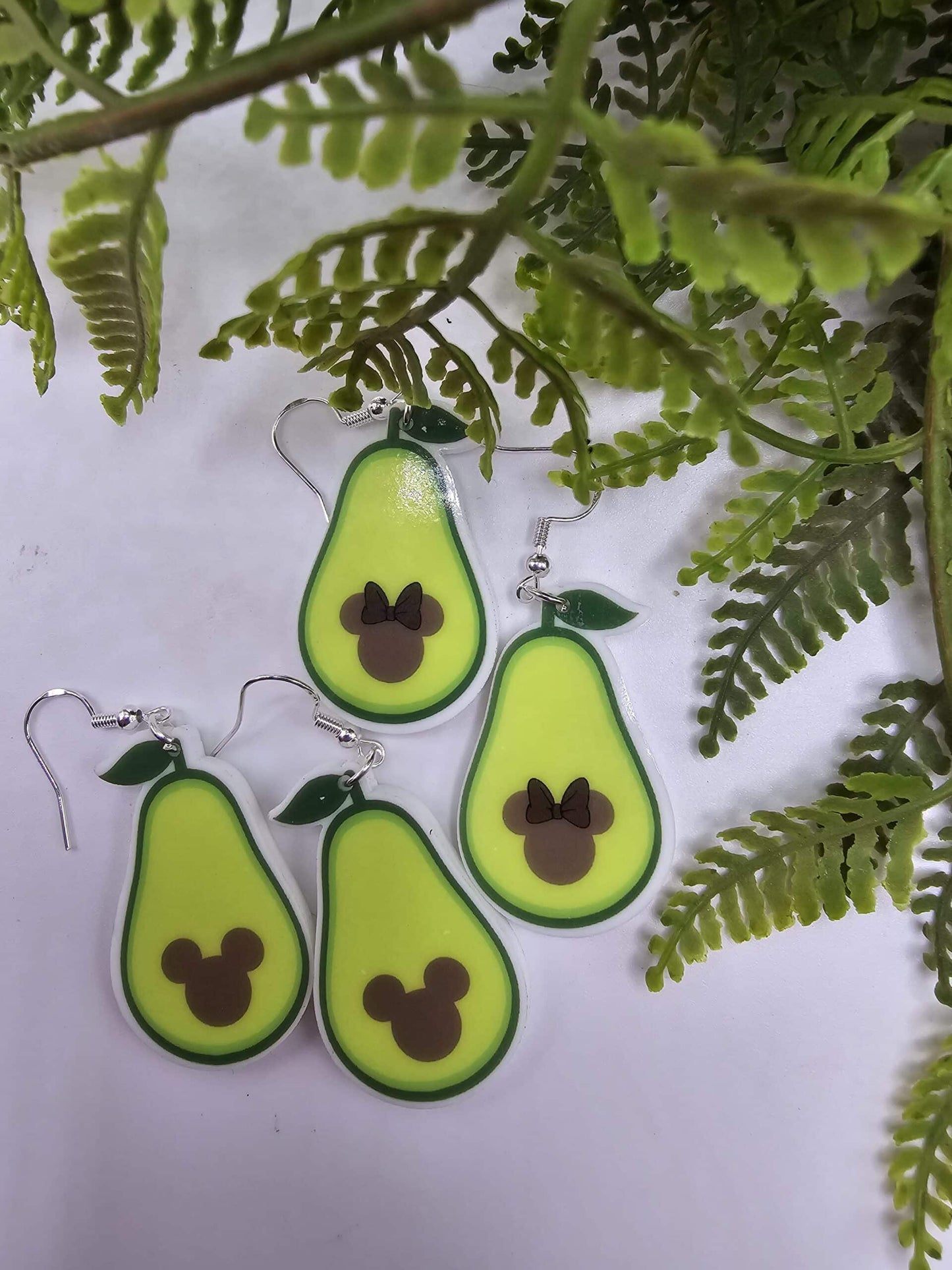 Avocado Mickey or Minnie Drop Earrings image 2