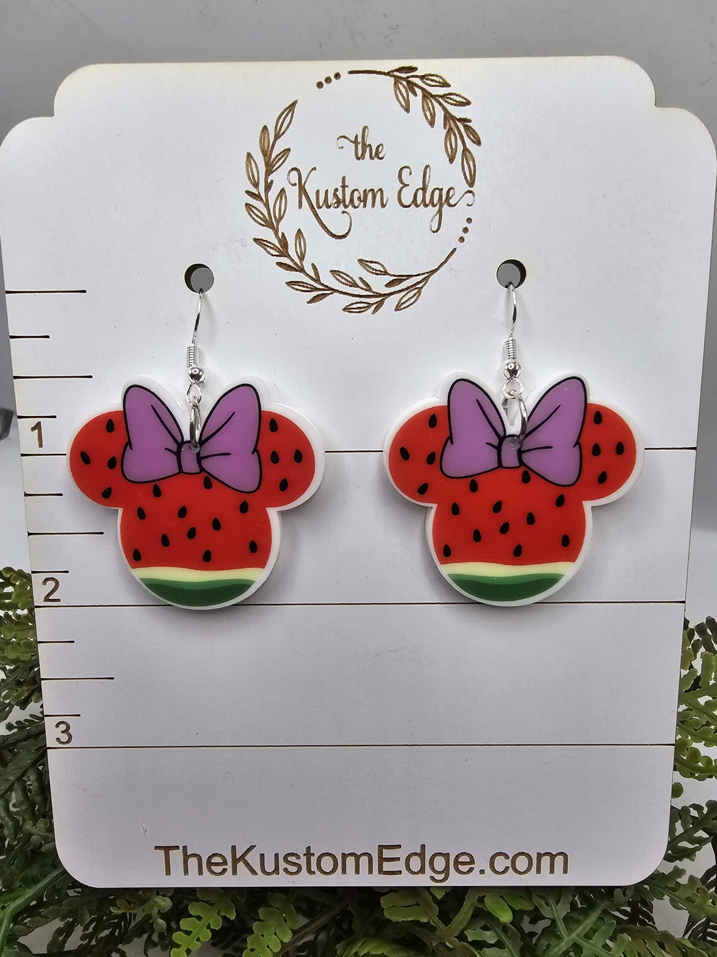 Mickey or Minnie Watermelon Dangle Earrings image 1