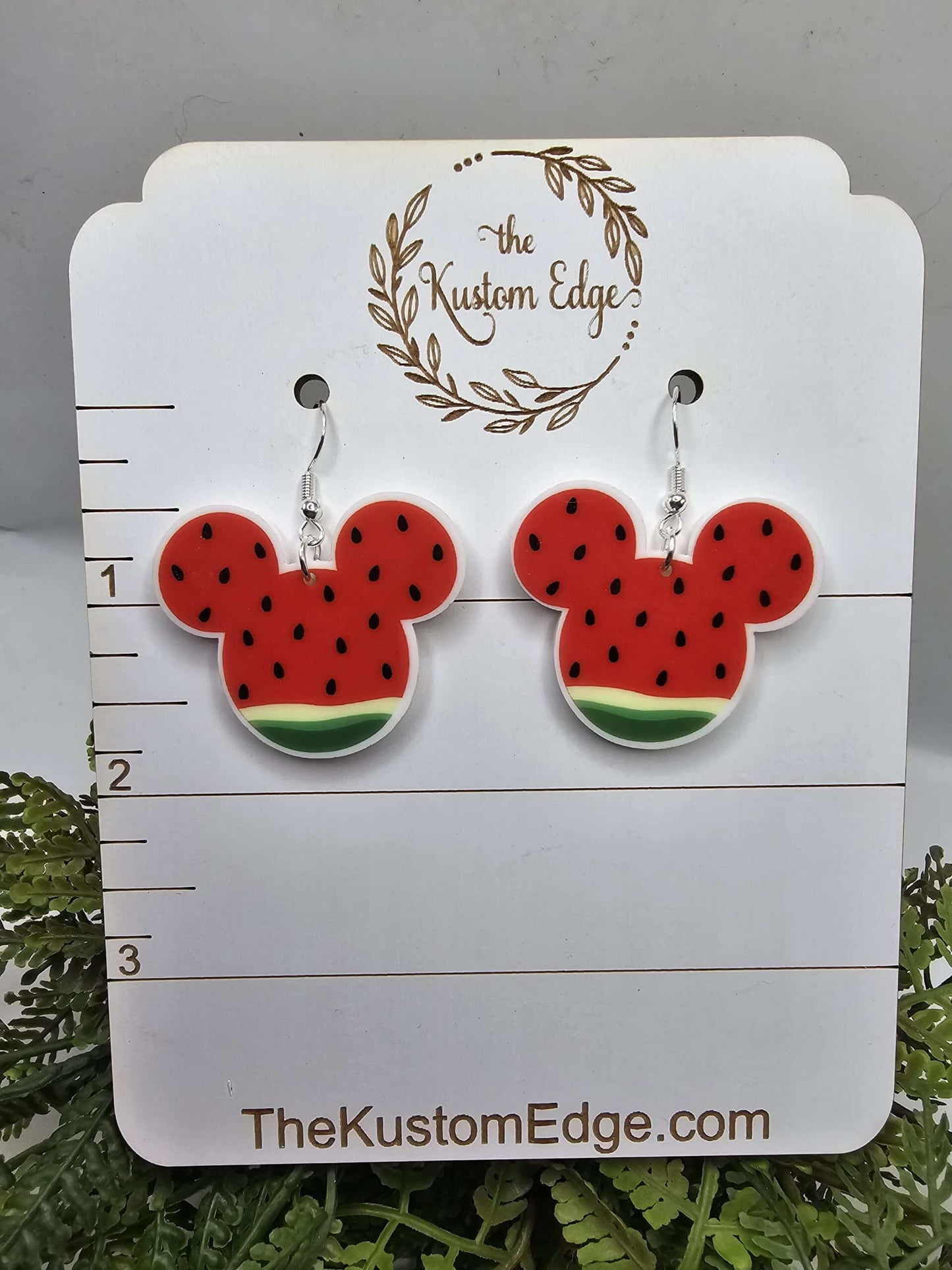 Mickey or Minnie Watermelon Dangle Earrings image 2