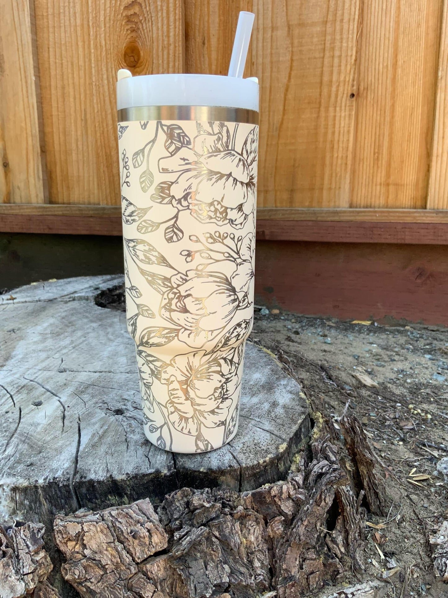 Peony Flower Laser Engraved Tumbler image 1