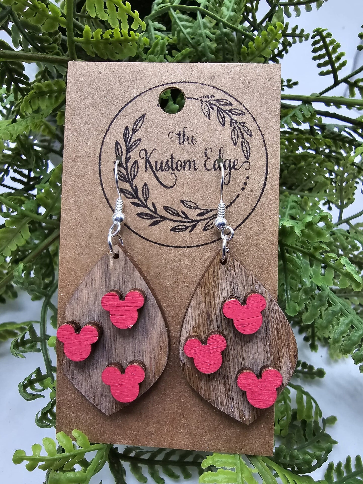 Mickey Head 3D Wooden Earrings image 2
