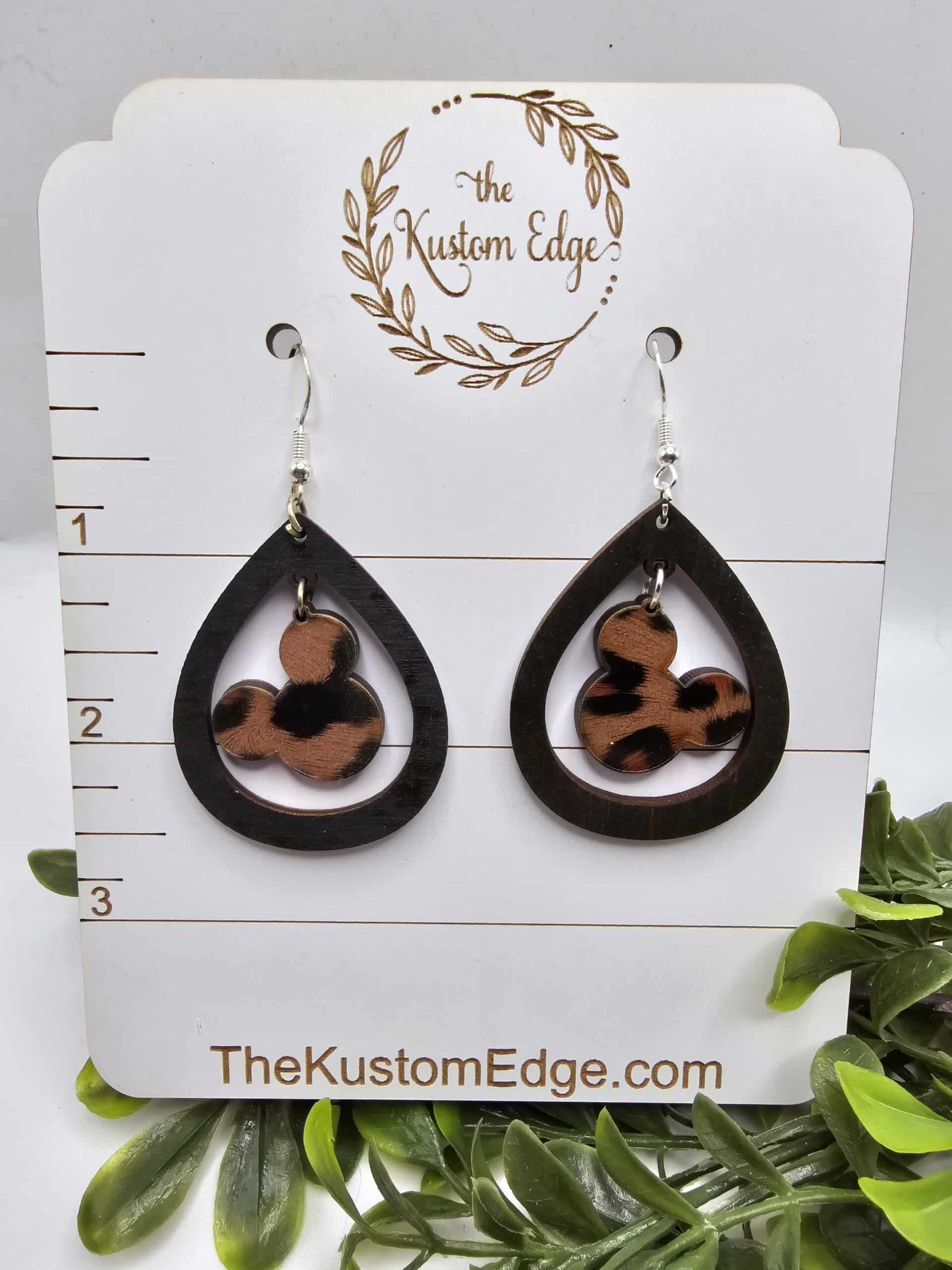 Leopard Mickey Head Tear Drop Earrings image 2