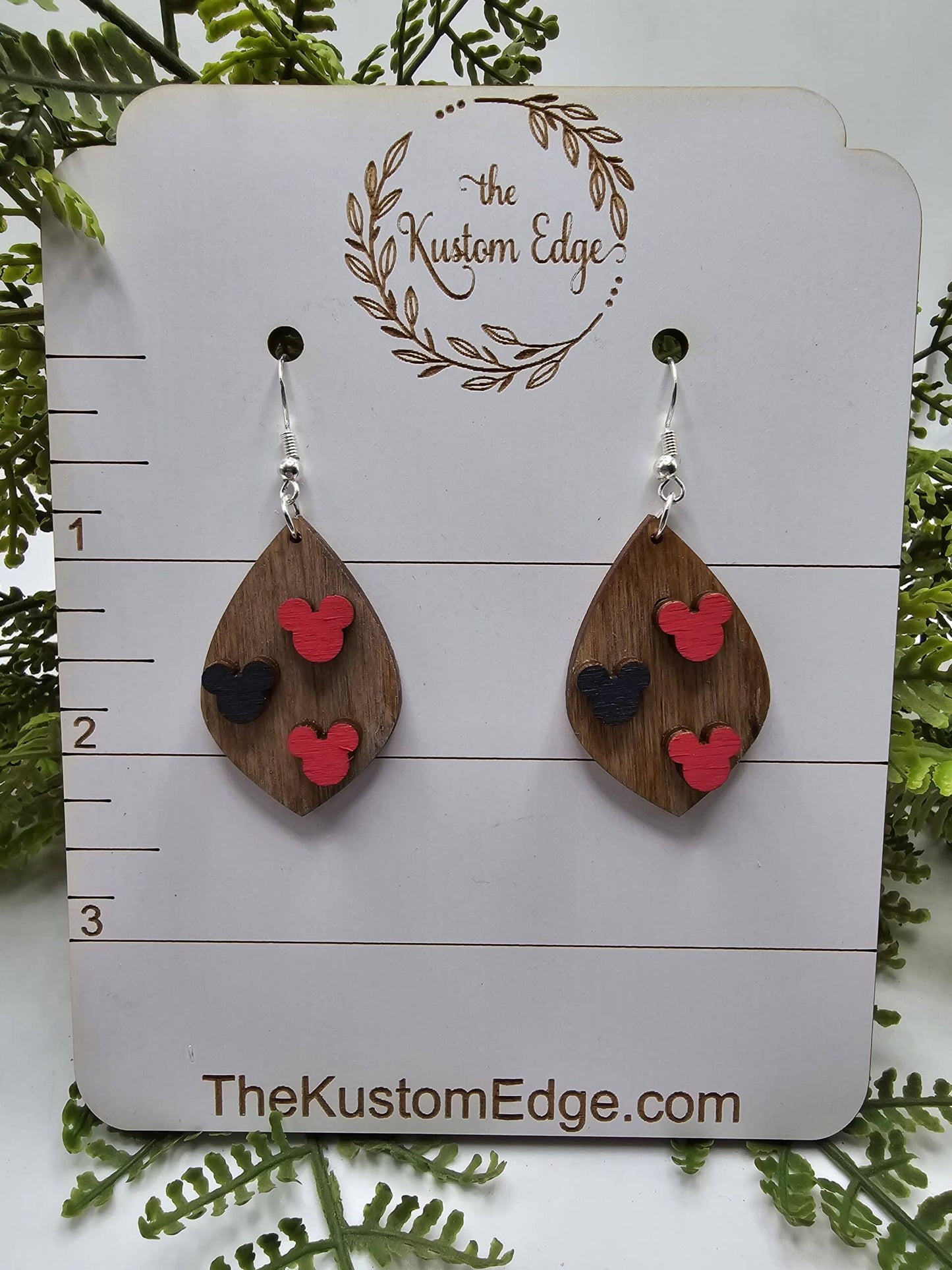 Mickey Head 3D Wooden Earrings image 1