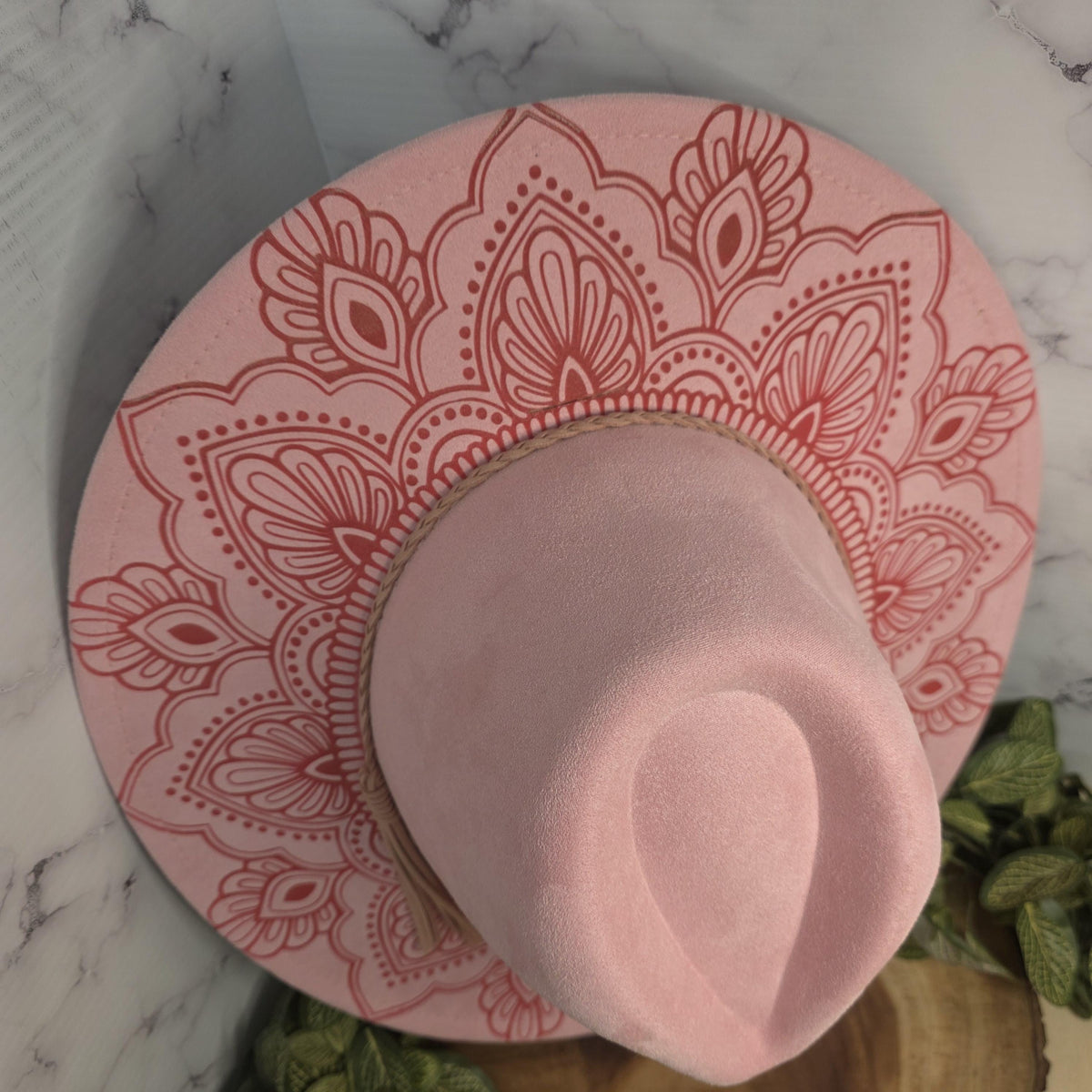 Laser engraved polyester suede hat handmade