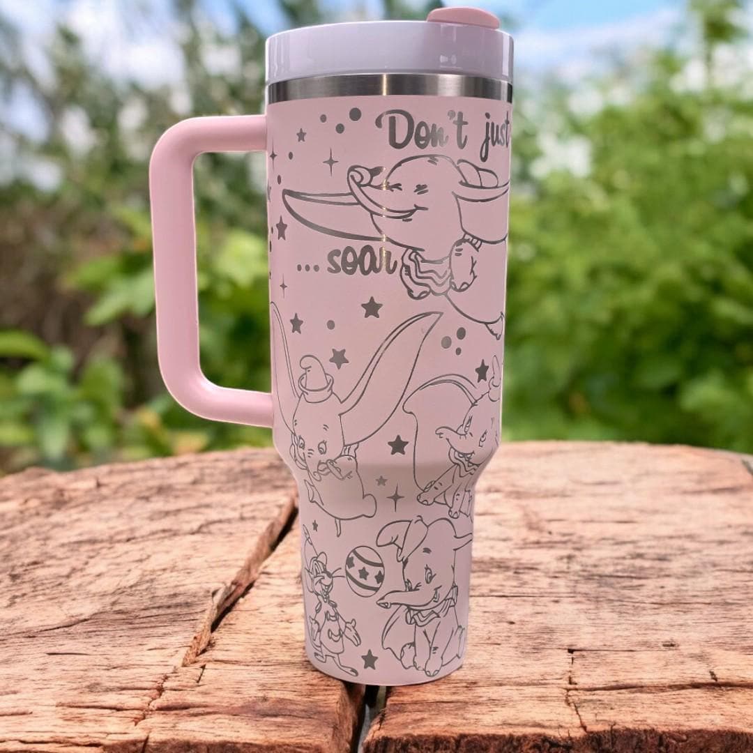Dumbo Elephant Engraved Tumbler 40oz/30oz Stainless Steel Tumbler, Personalized Custom Made