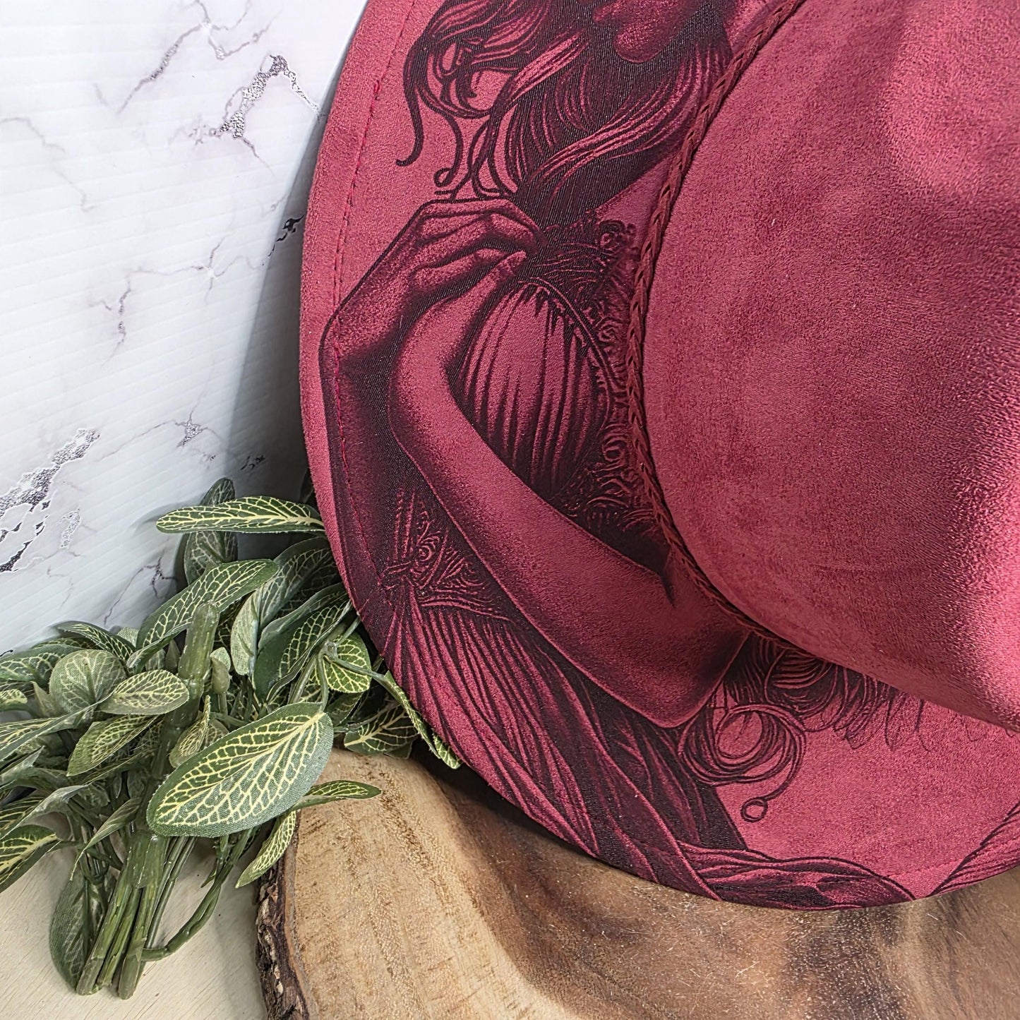 Angel Wide Brim Hat, Dark Romance Gift, Celestial Boho, Wing Design, Gothic Fairy theme