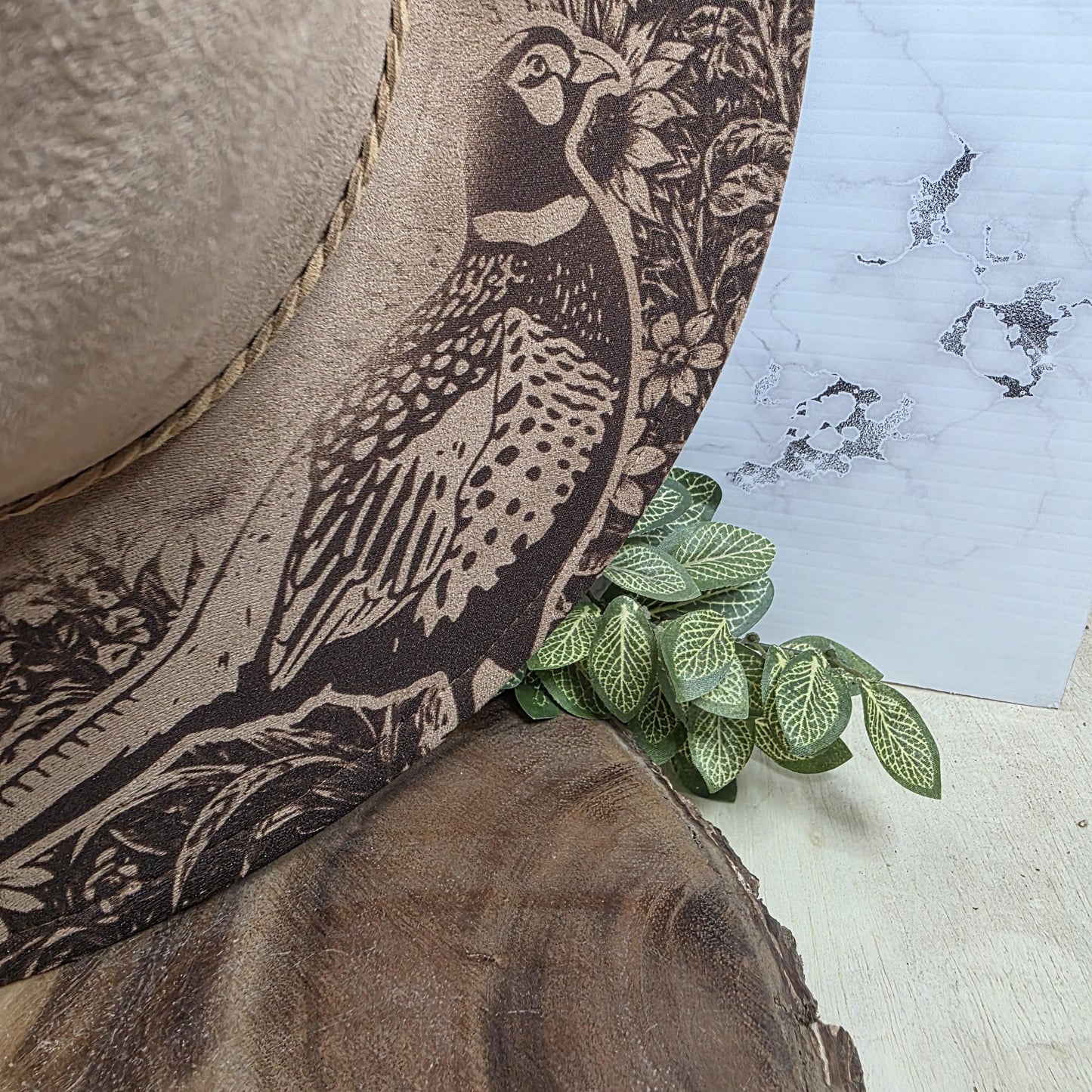 Springer Spaniel Wide Brim Engraved Hat, Hunting Dog Fedora, Pheasant Western Hat, Country Boho Ranch Hat
