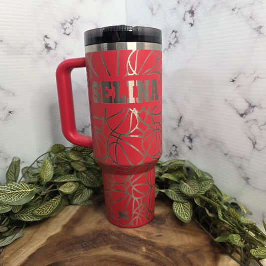 Basketball Sports Tumbler, Engraved Leak Proof Stainless Steel Cup