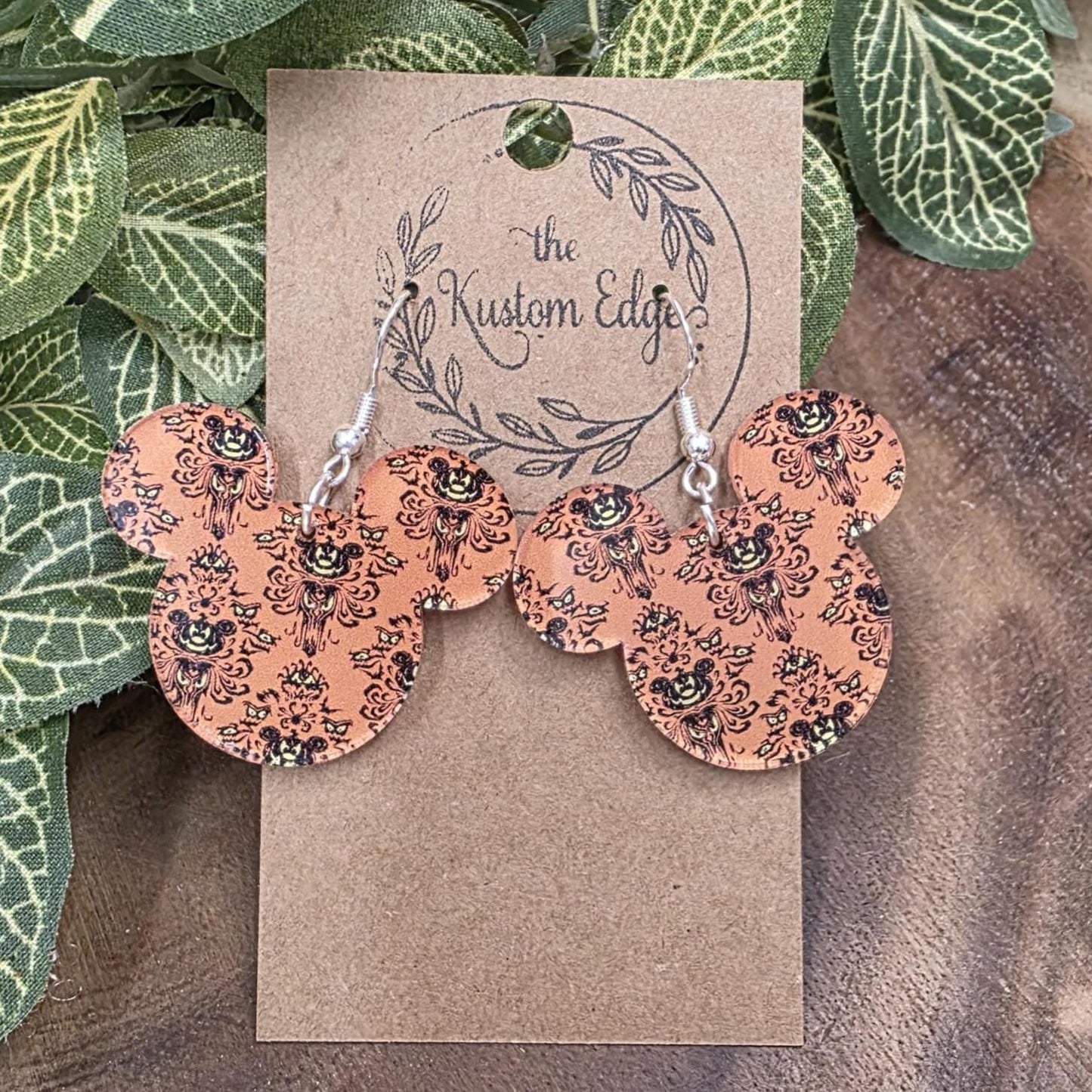 Haunted Mansion Earrings: Double-Sided Acrylic Dangle, Spooky Halloween Jewelry, Lightweight, Hypoallergenic