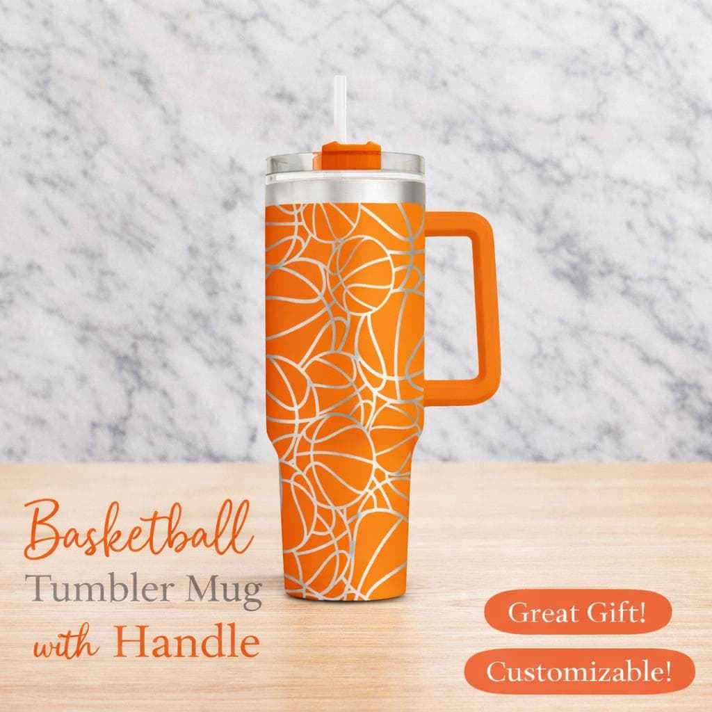 Basketball Sports Tumbler, Engraved Leak Proof Stainless Steel Cup