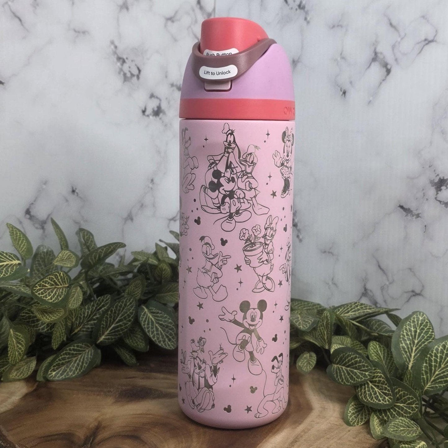 magical character engraved water bottle pink owala tumbler storybook drinkware theme park trip cup