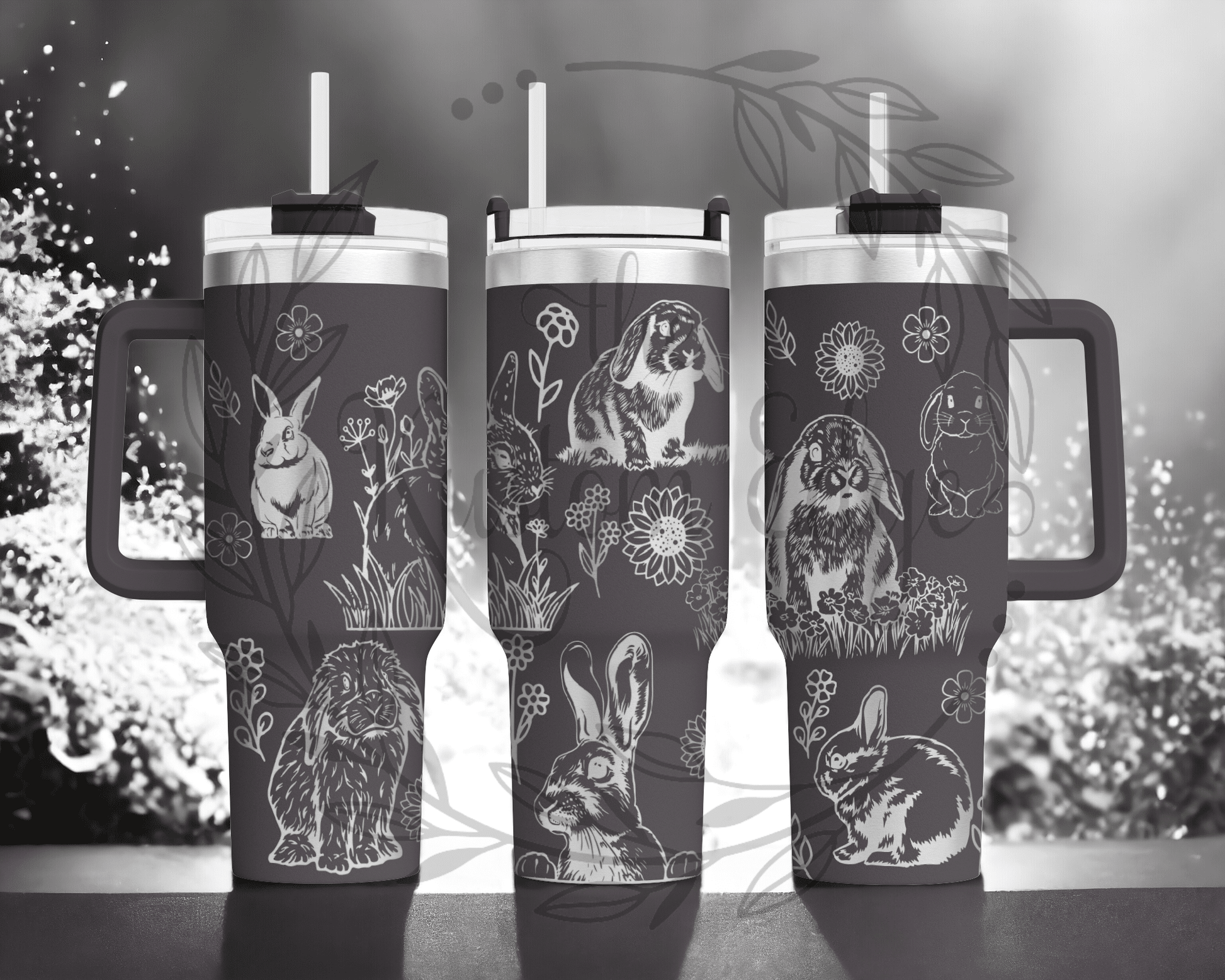 Bunny Laser Engraved Stainless Steel Tumbler image 0