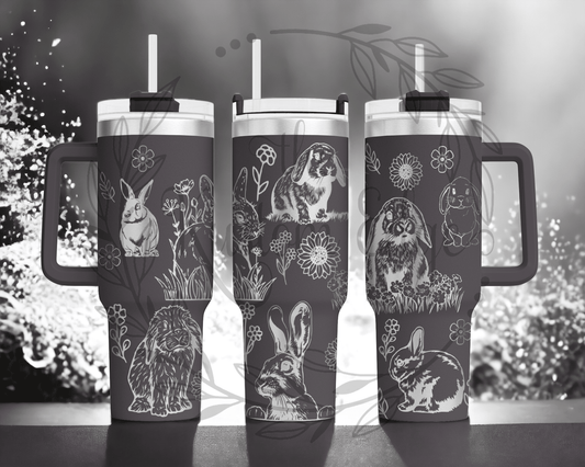 Bunny Laser Engraved Stainless Steel Tumbler image 0