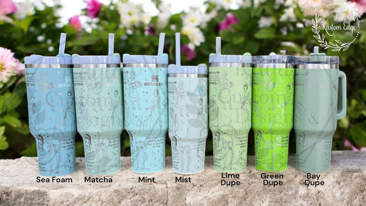 Princess & The Frog Laser Engraved Tumbler, 40oz - 30oz Stainless Steel Mug, Personalized Custom Made Cup