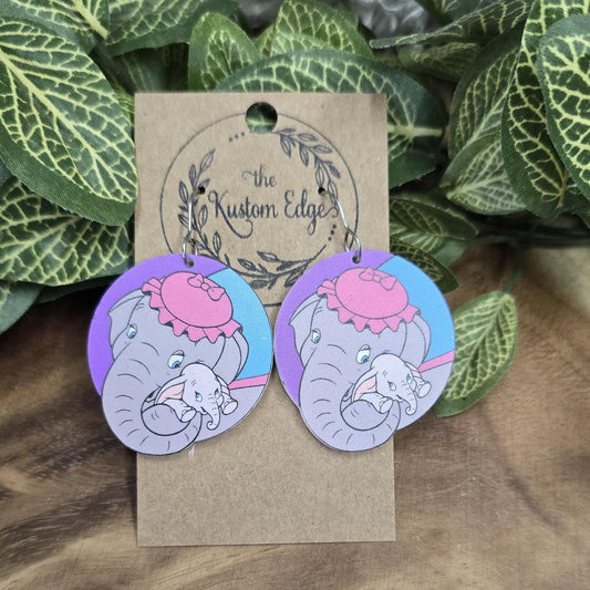 Mrs. Jumbo & Dumbo Dangle Earrings, Mother's Day, Elephant Accessory, Laser Cut, Gift For Her, Handmade Drop Earrings, Magical Earrings