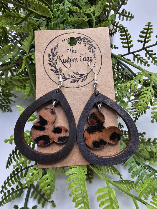 Leopard Mickey Head Tear Drop Earrings image 0