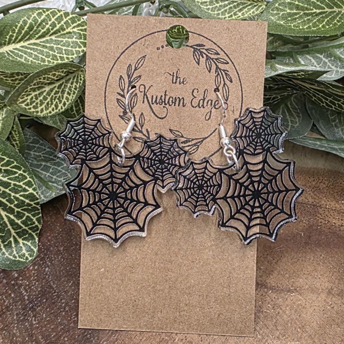 Mickey and Minnie Halloween Earrings: Spooky Spider Web Dangle, Handmade Light Weight