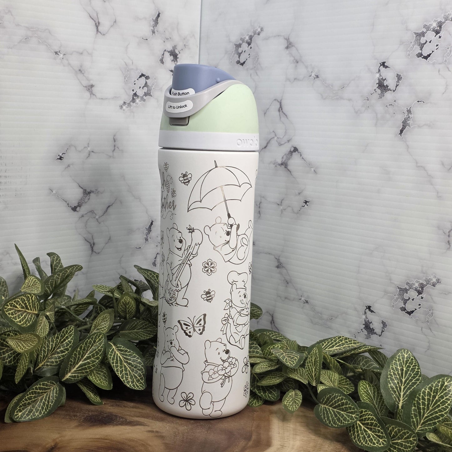 Winnie the Pooh Laser Engraved Owala Tumbler Personalized Stainless Steel Water Bottle