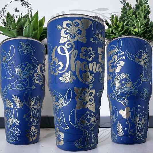 Stitch Laser Engraved Custom Tumbler image 0