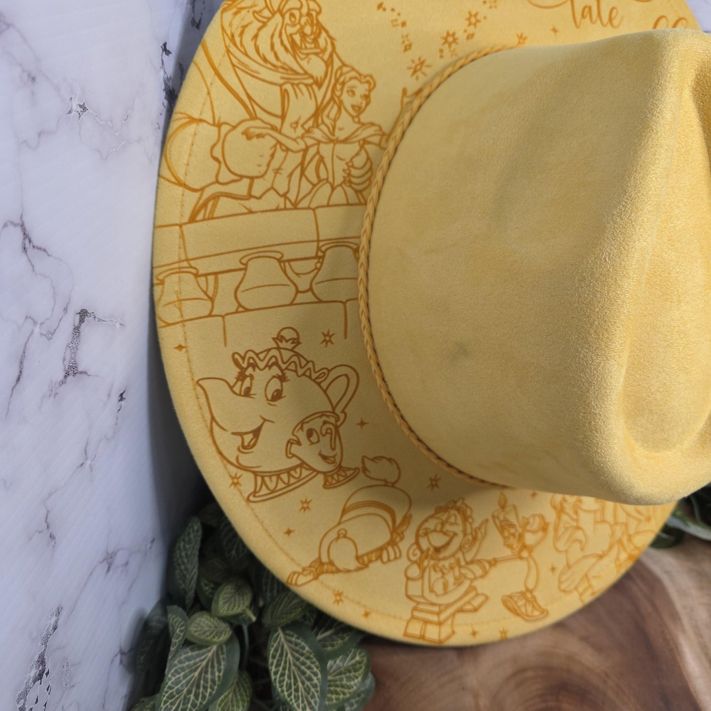 Handmade laser engraved fantasy wide brim hat