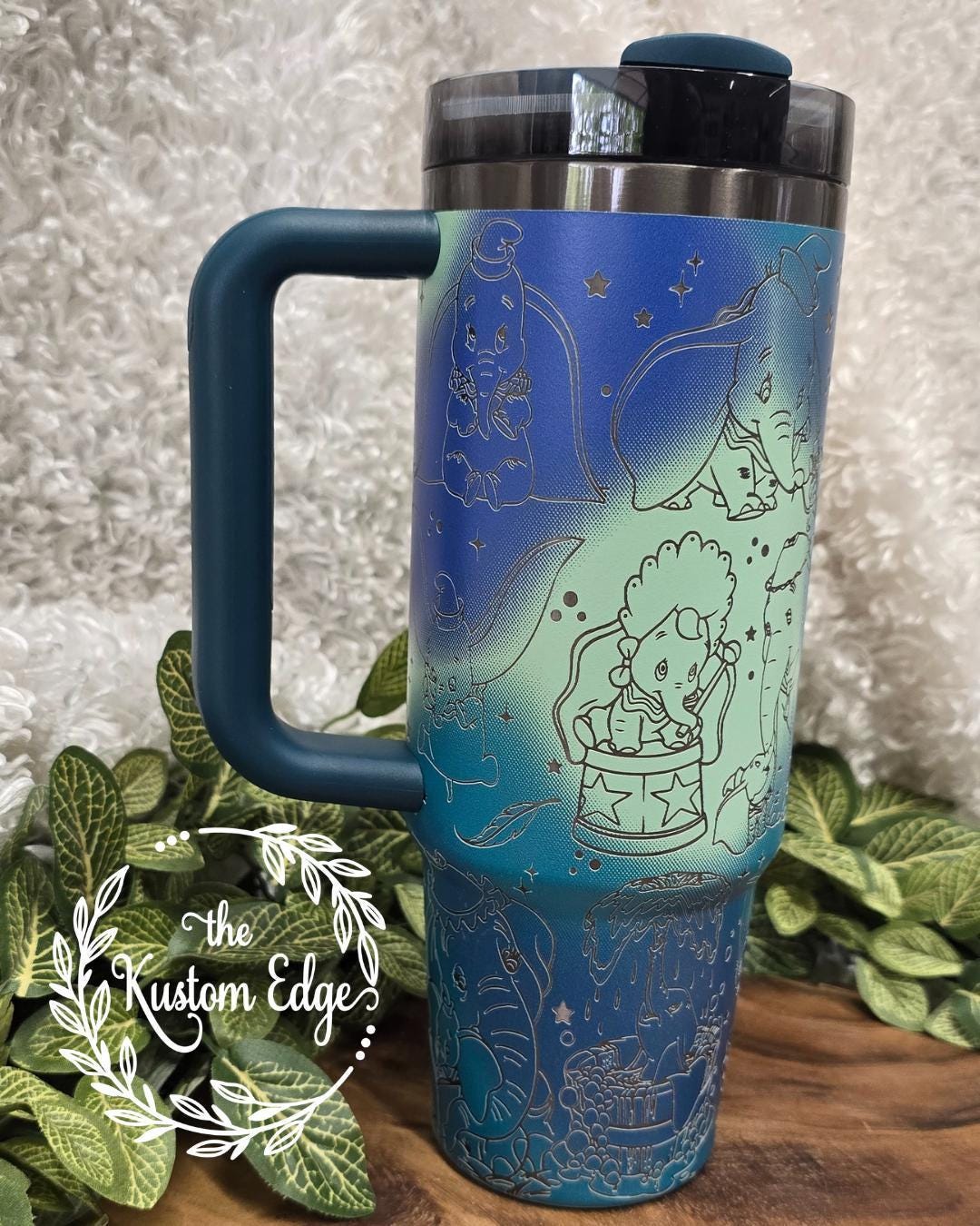 Laser engraved Dumbo elephant tumbler with custom name