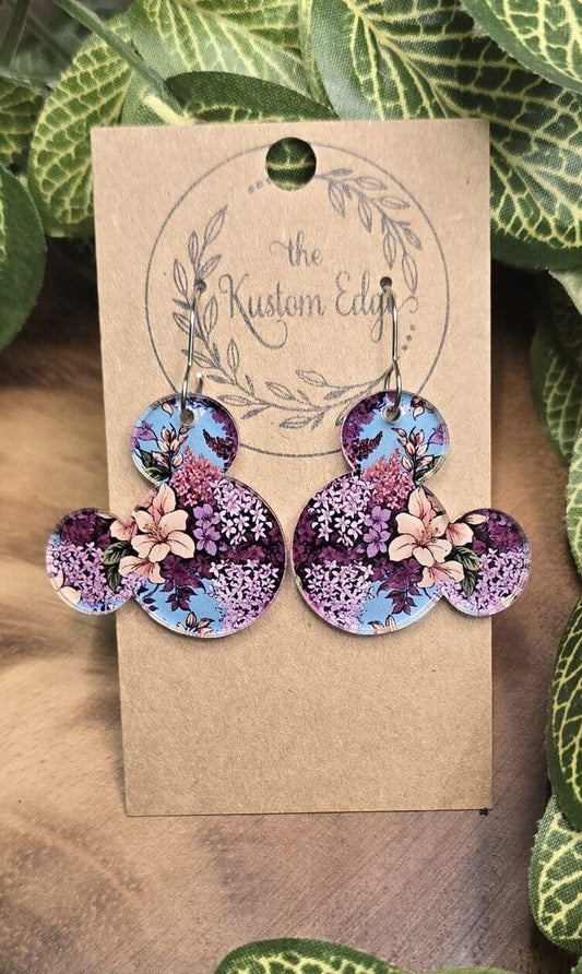 Hibiscus Flowers Mouse Dangle Earrings image 0