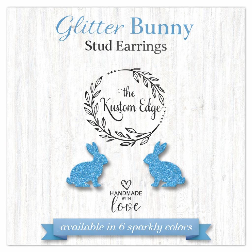 Glitter rabbit stud earrings acrylic jewelry
