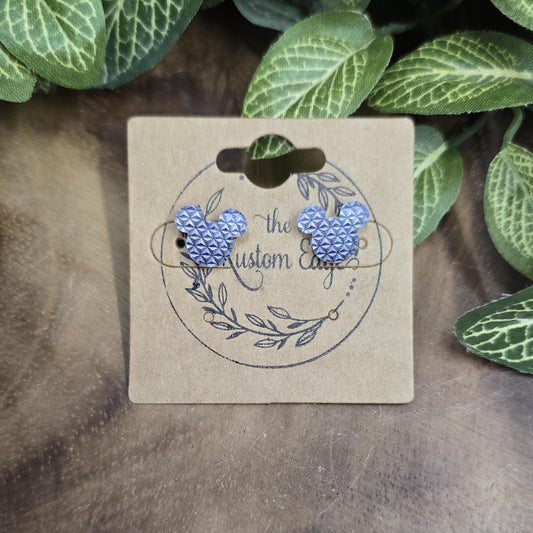 Mouse Head EPCOT Spaceship Earth Stud Earrings: Geometric Acrylic