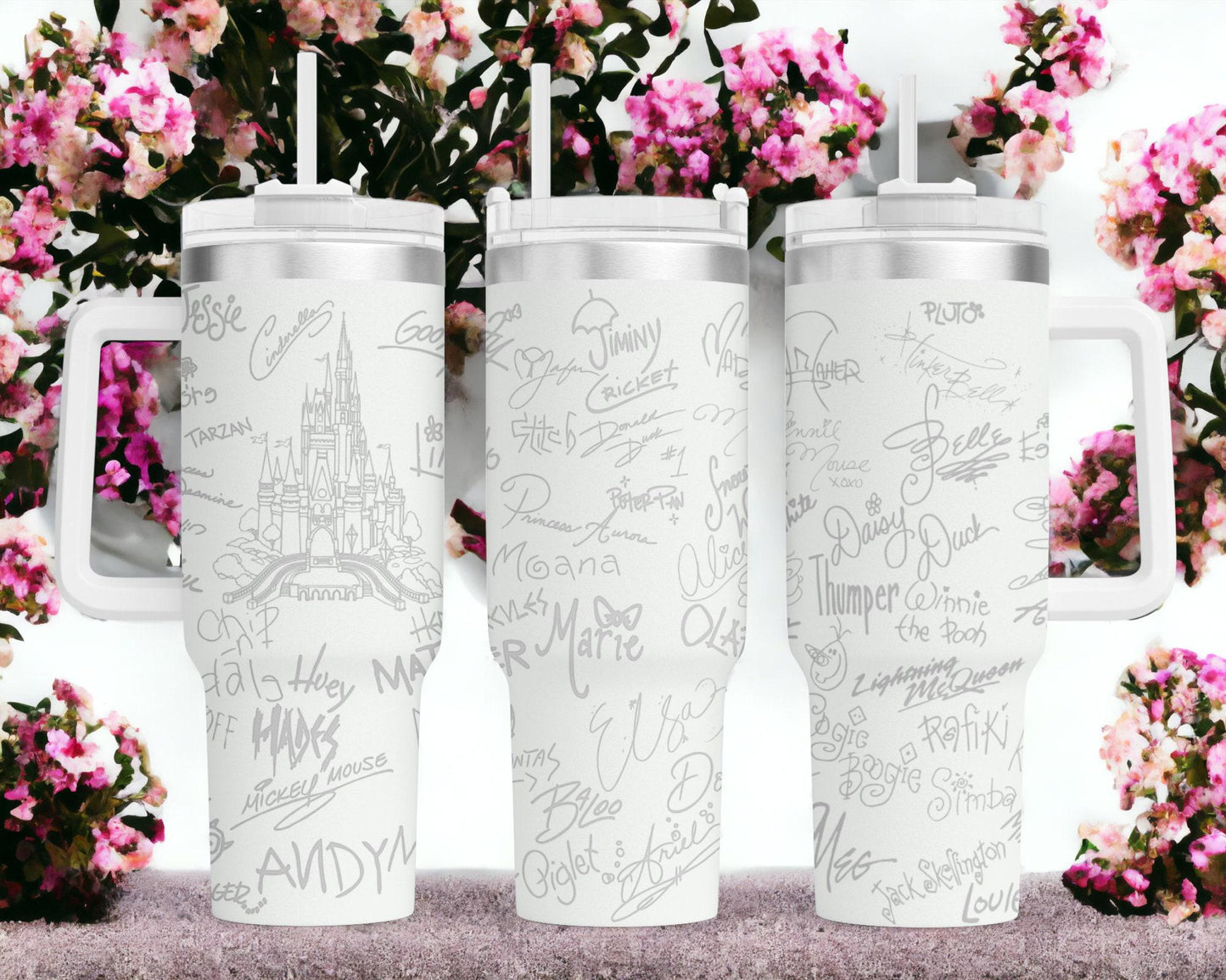 Character Signatures Engraved Tumbler, 40oz/30oz Stainless Steel, Personalized Mug, Custom Made Cup