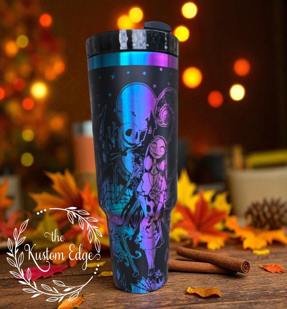 Skellington Laser Engraved Tumbler, 40oz/30oz Size, Halloween Cup, Fall Theme, Christmas Nightmare