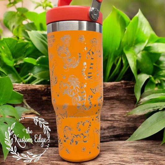 Tigger Laser Engraved Tumbler 40oz/30oz Stainless Steel, Personalized Cup Custom