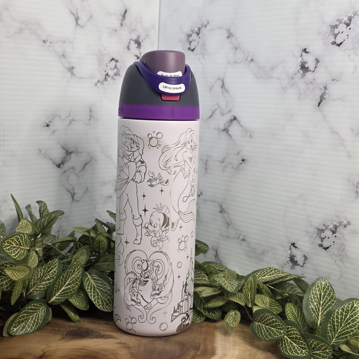 Mermaid Princess Engraved Tumbler, Personalized Owala Stainless Steel Water Bottle, Gift For Her